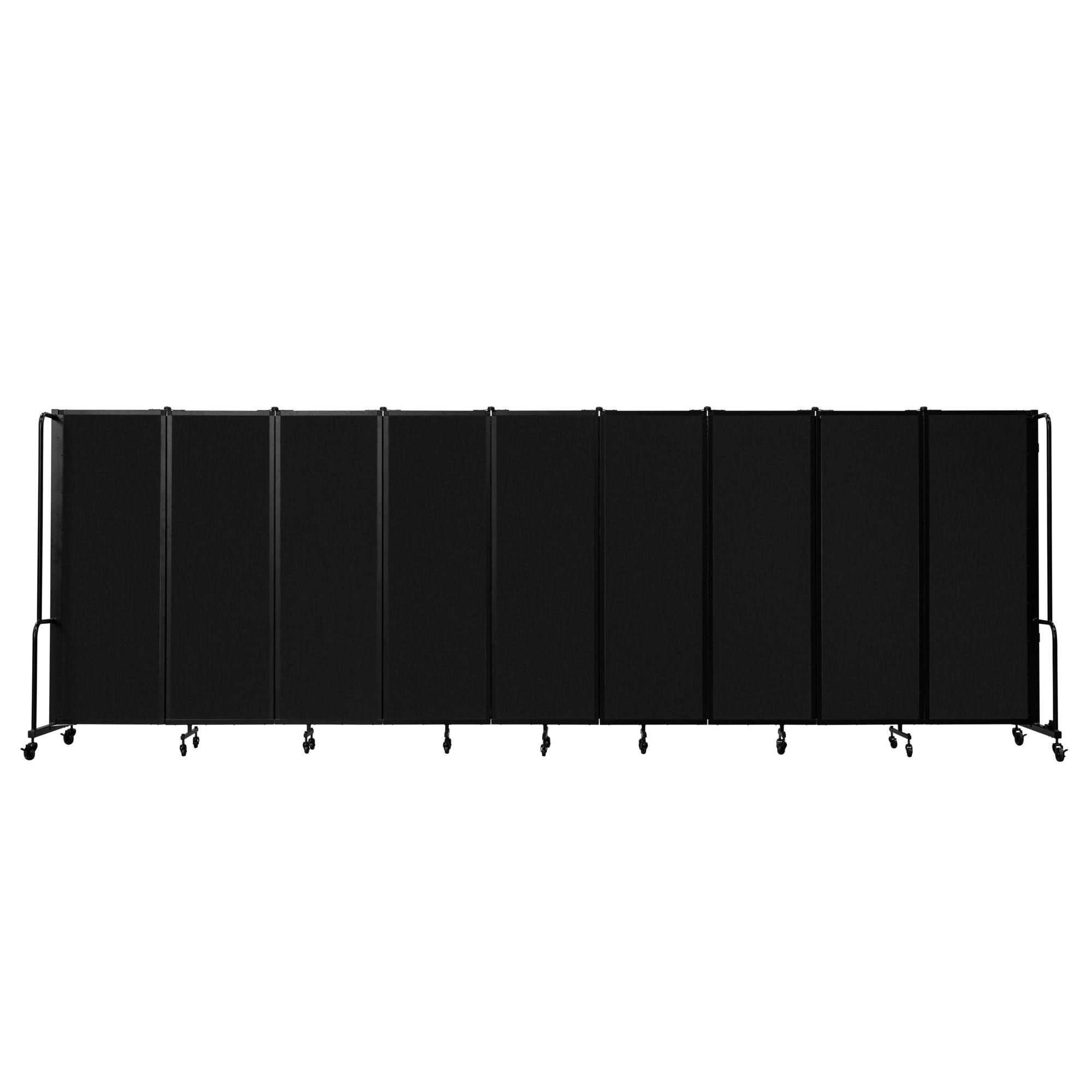 National Public Seating, Room Divider, 6ft.HT,9 Black PET Panels,Black Frame, Material PET, Height 72 in, Width 27 in, Model# RDB6-9PT10